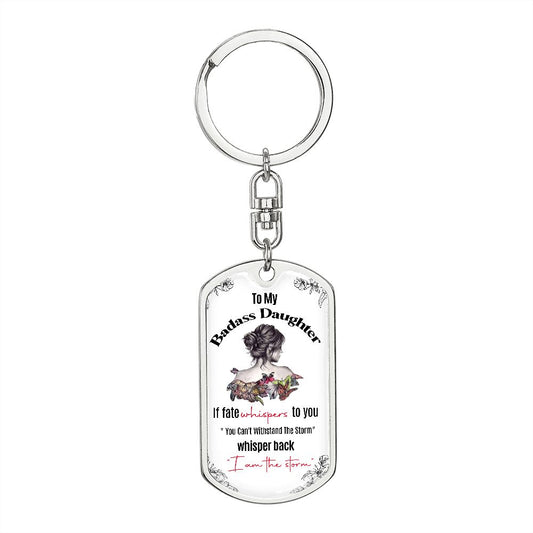 To My Badass Daughter Dog Tag Key Chain