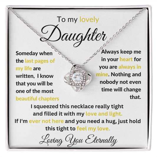 Love Knot Necklace To My Lovely Daughter (White or Yellow Gold)