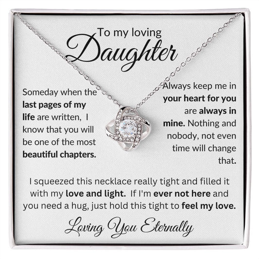 To My Loving Daughter Love Knot Necklace