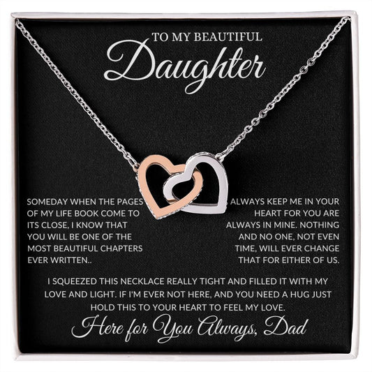 Interlocking Hearts Necklace To My Beautiful Daughter  Love Dad