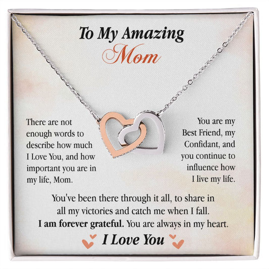 To My Amazing Mom Interlocking Hearts Necklace