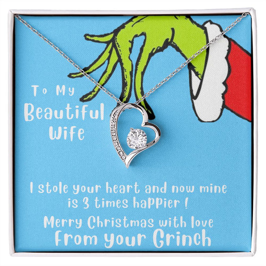 Forever Love Necklace Merry Christmas To My Beautiful Wife From Your Grinch